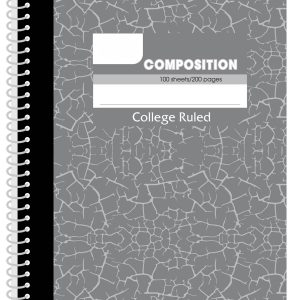 Gray Marble Cover Spiral Notebook, 200 Pages, 100 Sheets